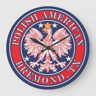 Bremond Texas Polnischer Adler Große Wanduhr