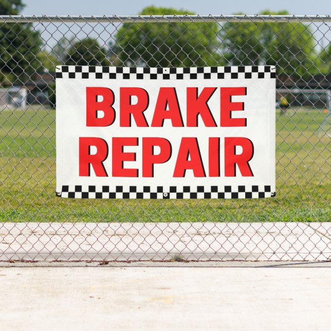Bremsreparatur Automobilgeschäft weiß Banner (Insitu)