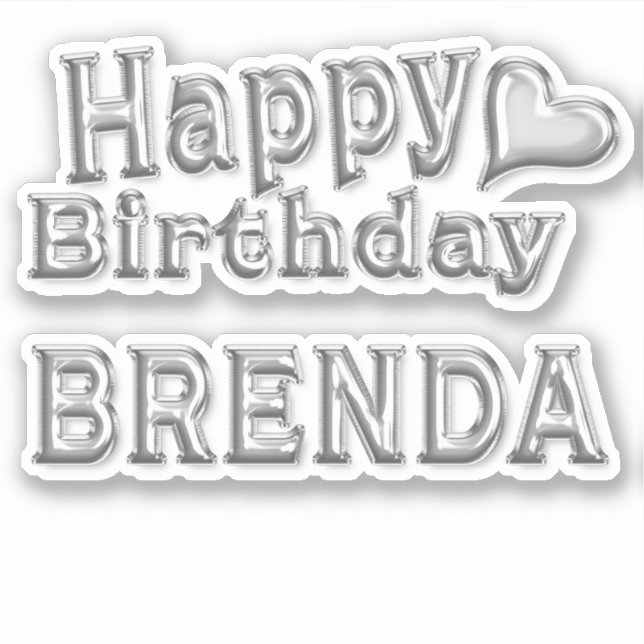 Brenda Happy Birthday silver Aufkleber Sticker (Vorderseite)