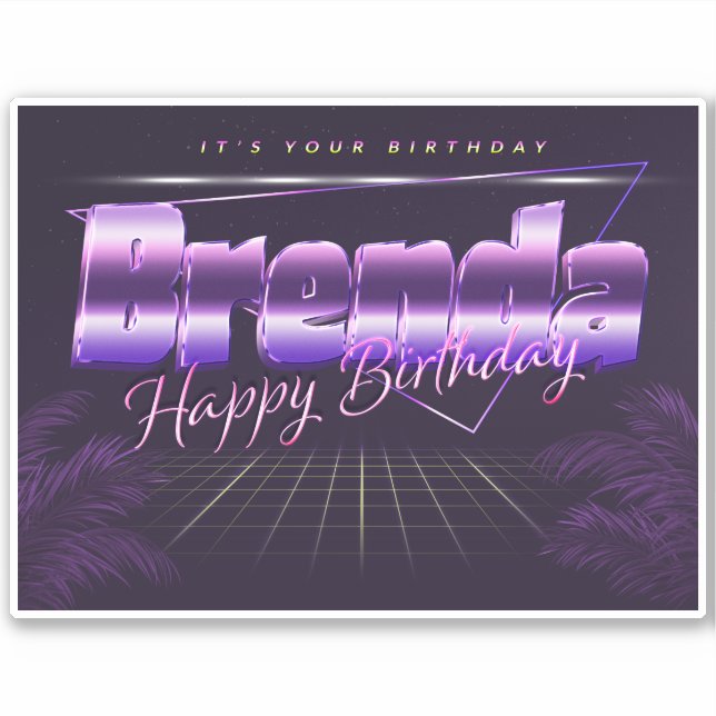 Brenda Nom Prénom lila retro Sticker (Devant)