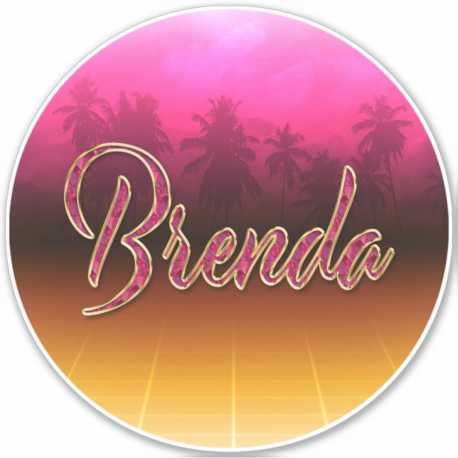 Brenda Prénom Golden Pink Autocollants (Devant)