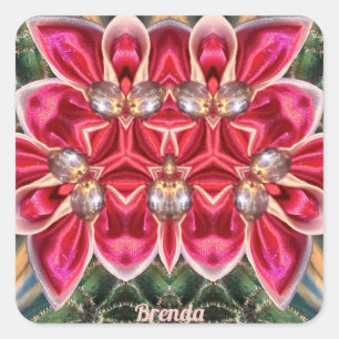 BRENDA ~ Shades Green, Silver, Pink Quadratischer Aufkleber