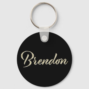 Brendon Name whitegold Button Porte-clés