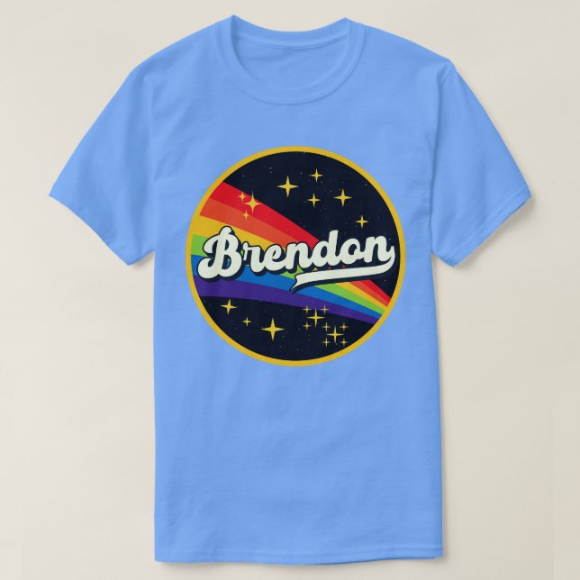 Brendon-Regenbogen im Vintagen Weltraumstil T-Shirt (Design vorne)