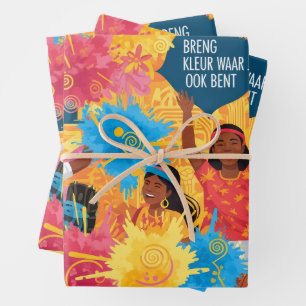 "Breng Kleur" Suriname Phagwa / Holi-Geschenkpapie Geschenkpapier Set