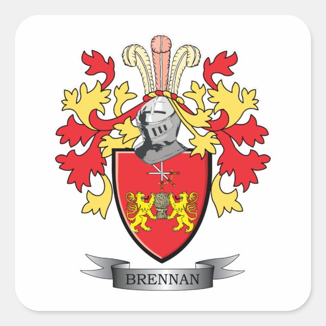Brennan-Wappen Quadratischer Aufkleber (Vorderseite)