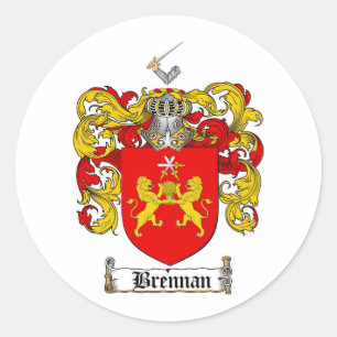 BRENNANER FAMILIENWAPPEN - BRANNENSCHEIN VON WAFFE RUNDER AUFKLEBER