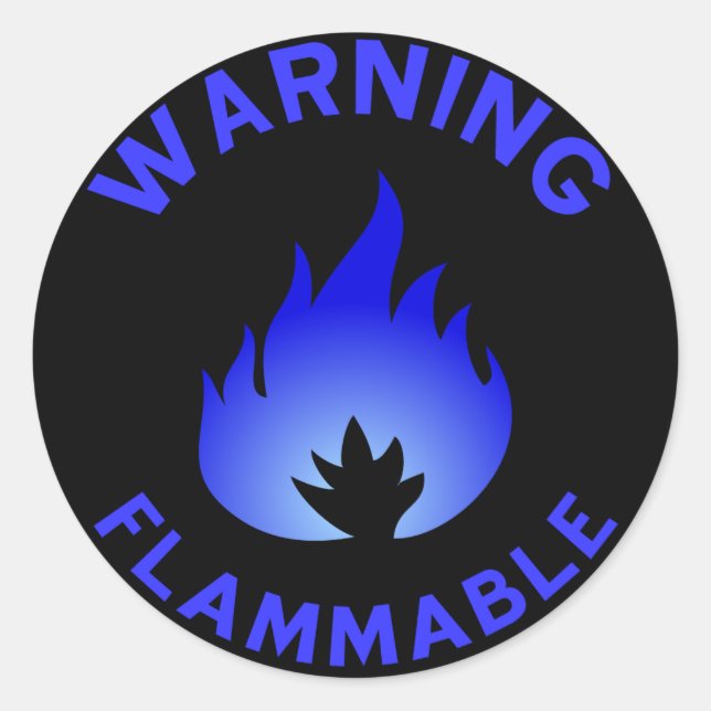 Brennbare Warnaufkleber (blau) Runder Aufkleber (Vorderseite)