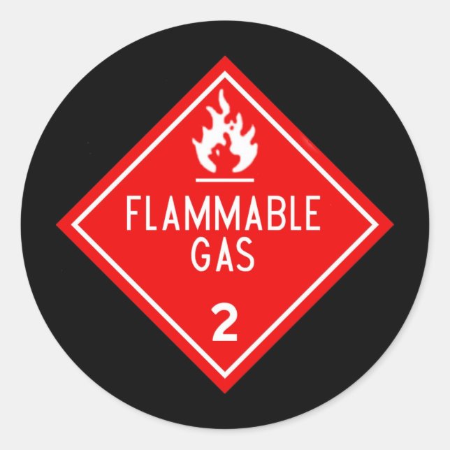 brennbares Gas Runder Aufkleber (Vorderseite)