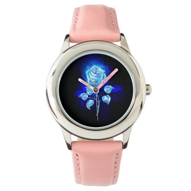 Brennen der blauen Rose Armbanduhr (Vorderseite)