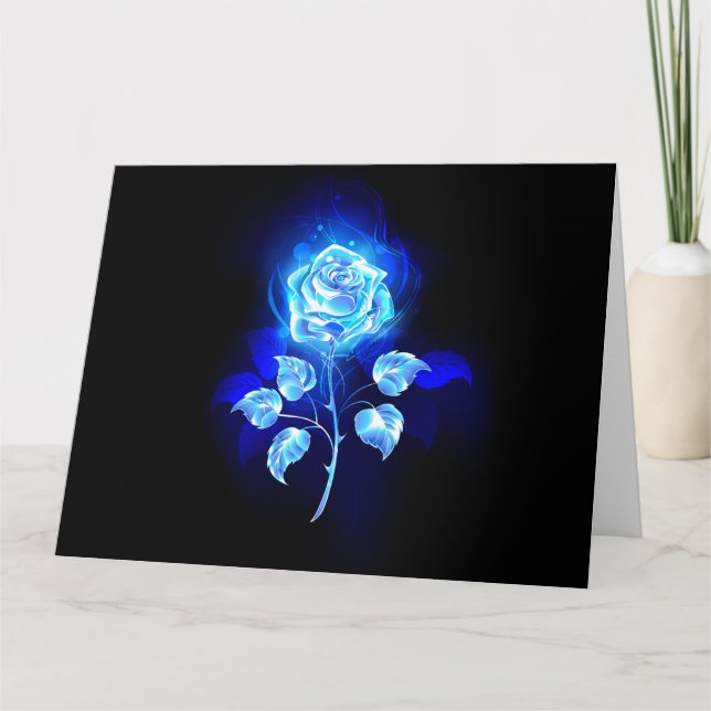 Brennen der blauen Rose Dankeskarte (Vorderseite)