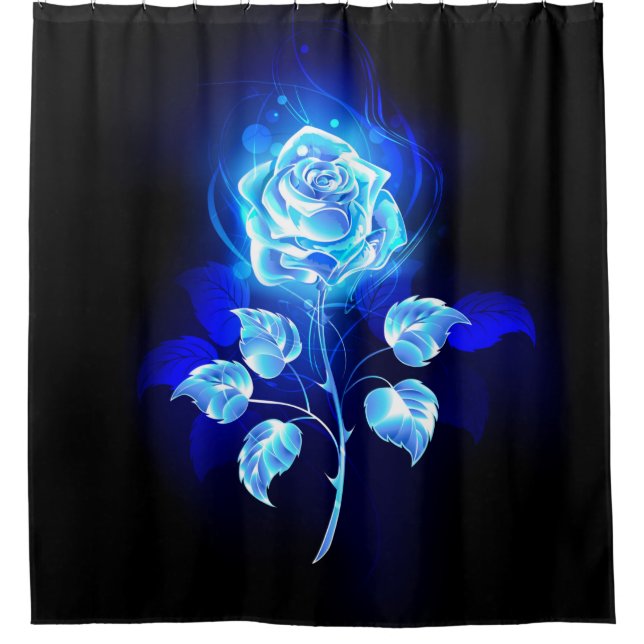 Brennen der blauen Rose Duschvorhang (Vorderseite)