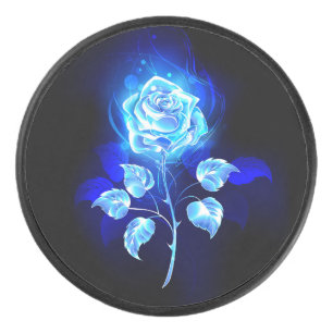 Brennen der blauen Rose Eishockey Puck