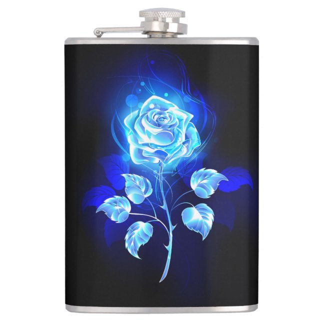 Brennen der blauen Rose Flachmann (Vorderseite)