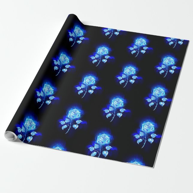 Brennen der blauen Rose Geschenkpapier (Ungerollt)