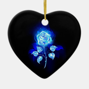 Brennen der blauen Rose Keramik Ornament