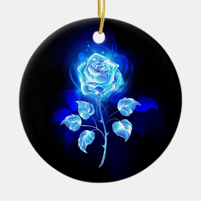 Brennen der blauen Rose Keramik Ornament (Vorne)