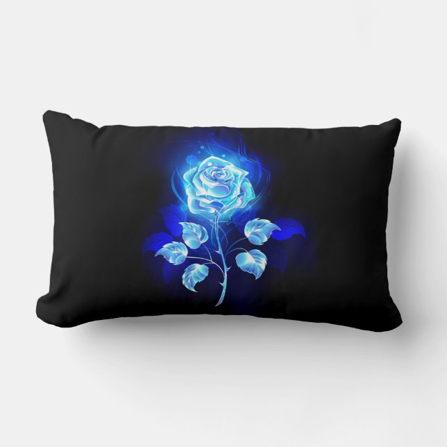 Brennen der blauen Rose Lendenkissen (Vorderseite)