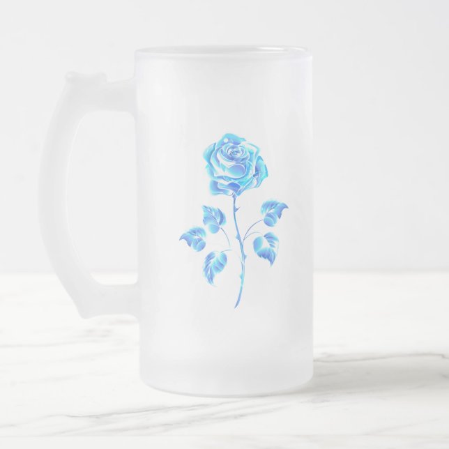 Brennen der blauen Rose Mattglas Bierglas (Links)