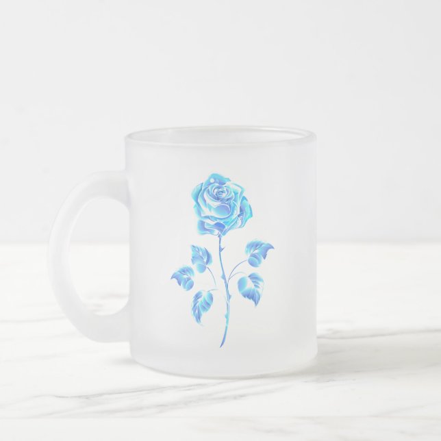 Brennen der blauen Rose Mattglastasse (Links)