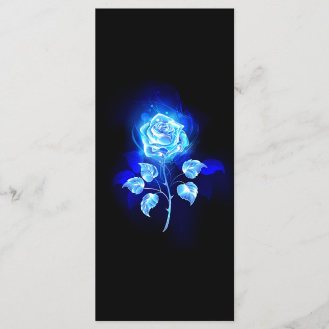 Brennen der blauen Rose Menükarte (Vorderseite)