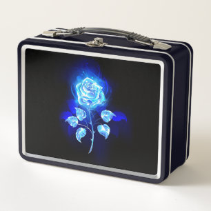 Brennen der blauen Rose Metall Brotdose