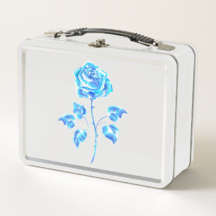 Brennen der blauen Rose Metall Brotdose