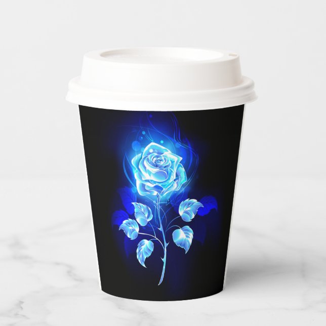 Brennen der blauen Rose Pappbecher (Vorderseite)