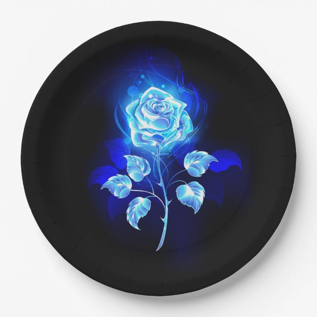 Brennen der blauen Rose Pappteller (Vorderseite)