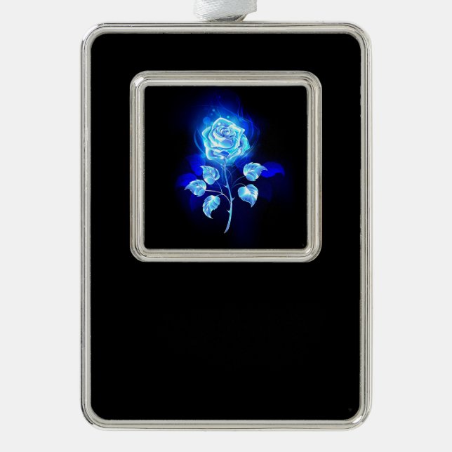 Brennen der blauen Rose Rahmen-Ornament Silber (Vorderseite)
