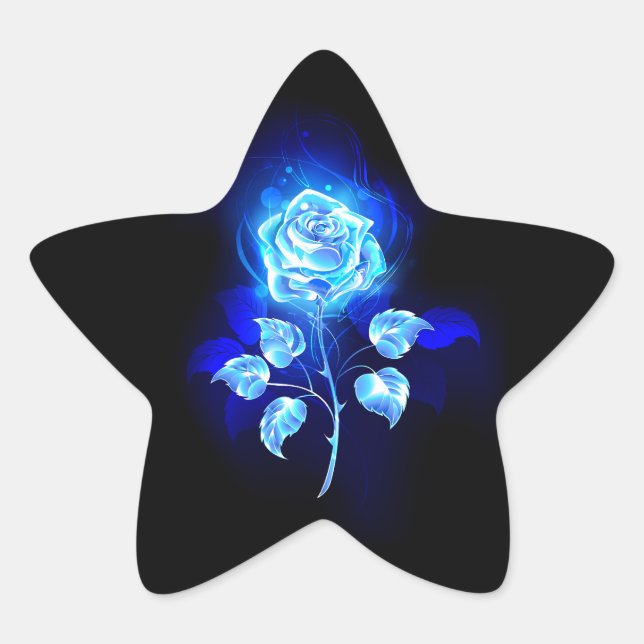 Brennen der blauen Rose Stern-Aufkleber (Vorderseite)