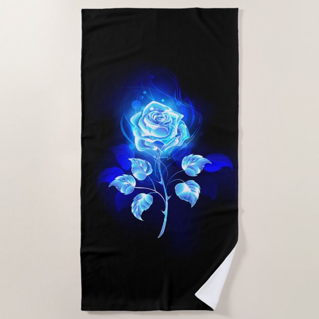 Brennen der blauen Rose Strandtuch (Vorderseite)