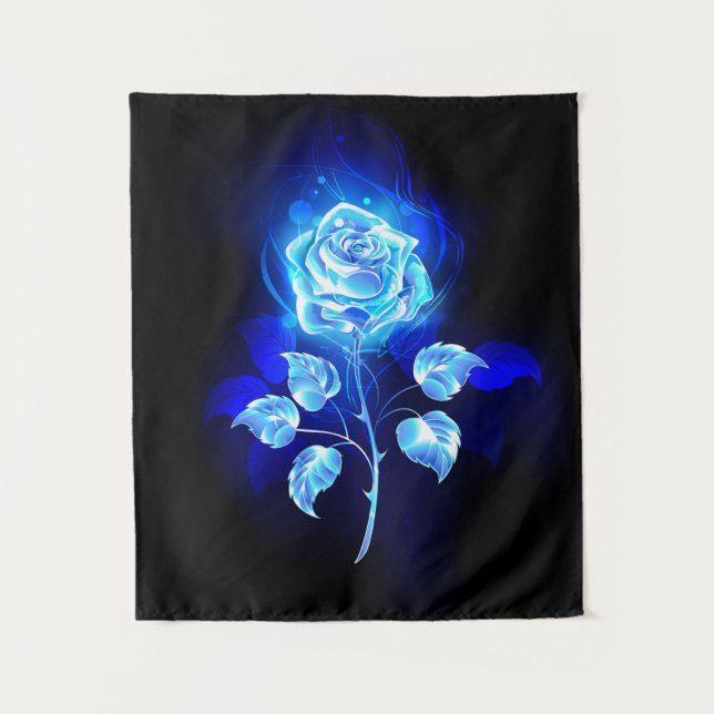 Brennen der blauen Rose Wandteppich (Vorderseite)