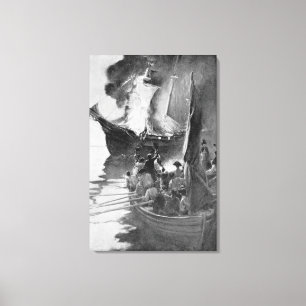 Brennen des Gaspee Leinwanddruck