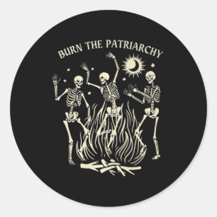 Brennen Sie das Patriarchat Feminist Halloween Runder Aufkleber