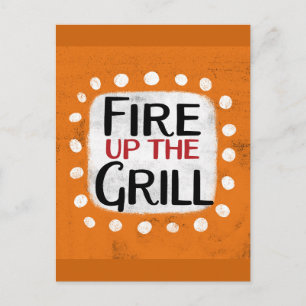Brennen Sie die Grill-Postkarte hoch. Postkarte