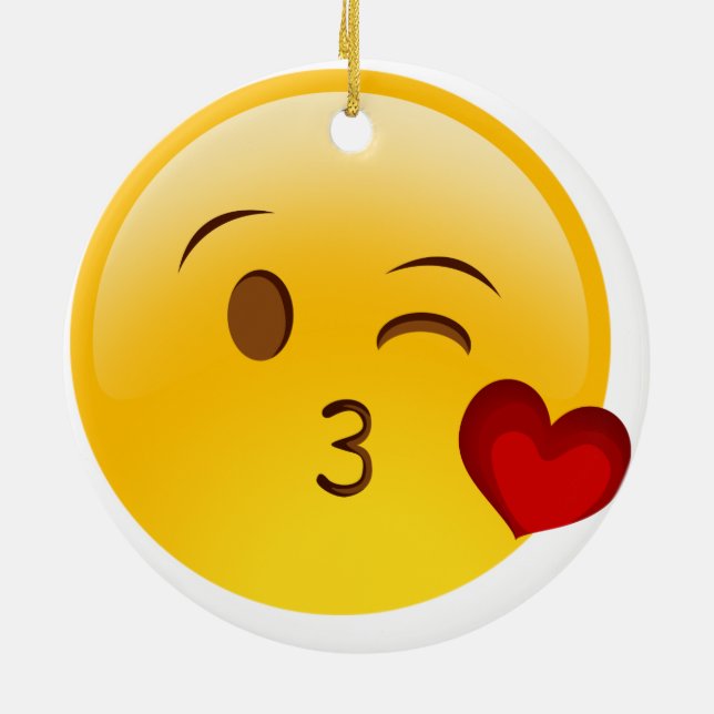 Brennen Sie ein Kuss emoji doppelseitiges Keramikornament (Hinten)