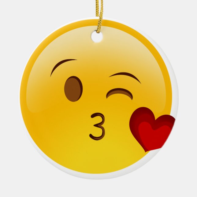 Brennen Sie einen Kuss emoji Aufkleber durch Keramik Ornament (Vorne)