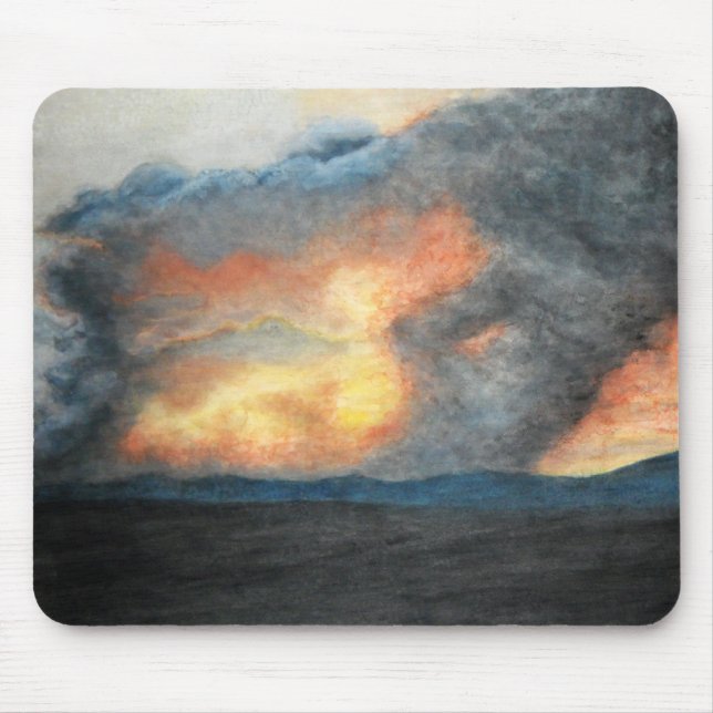 brennende Berge (Aquarell) Mousepad (Vorne)