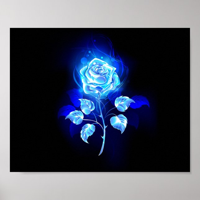 Brennende Blaue Rose Poster (Vorne)