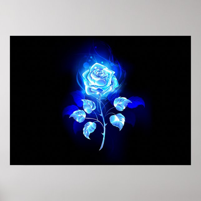 Brennende blaue Rose Poster (Vorne)