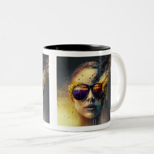 Brennende Brille Zweitone-Tasse, 11 oz Zweifarbige Tasse