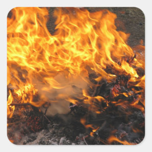 Brennende Bürste Quadratischer Aufkleber