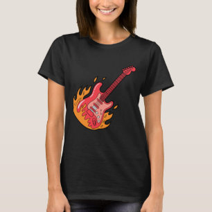 Brennende E-Gitarre Coole Rock N Roll Musik T-Shirt