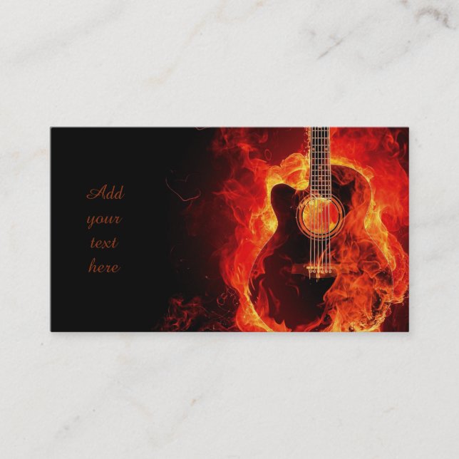 Brennende Gitarren-orange Flammen, Visitenkarte (Vorderseite)