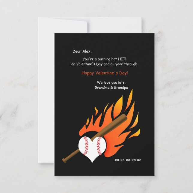 Brennende Hot Baseball Valentine Card Einladung (Vorderseite)