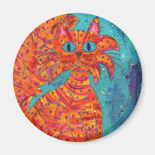 Brennende Katze auf Türkis Magnet