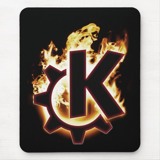 Brennende KDE Linux Ikone Mausunterlage Mousepad (Vorne)
