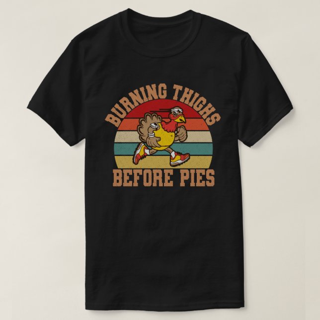 Brennende Oberschenkel vor Pies Funny Erntedank T- T-Shirt (Design vorne)