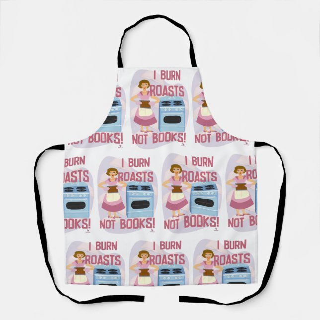Brennende Rosts Not Books Fun Retro Hausfrau Autor Schürze (Vorderseite)